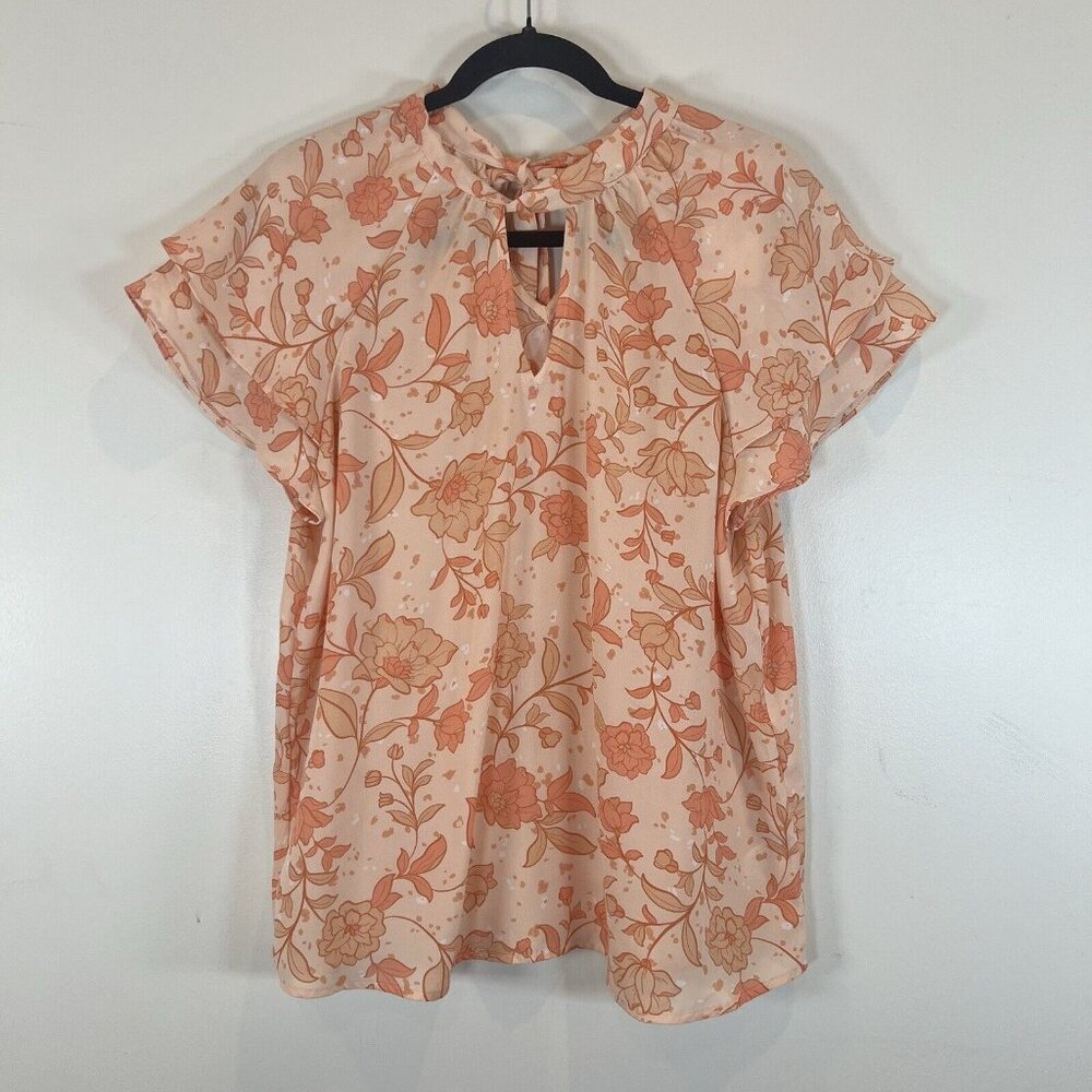 Pleione Floral Blouse in Peach and Orange